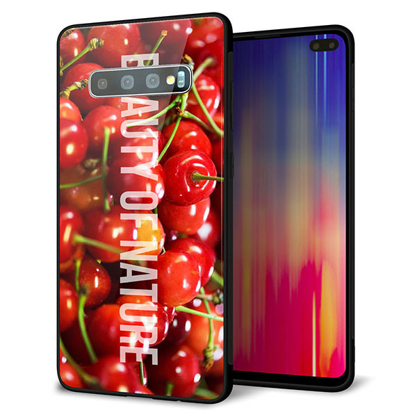 Galaxy S10+ SC-04L docomo 強化ガラス＆TPUスマホケース ガラプリ【MA883 チェリー】