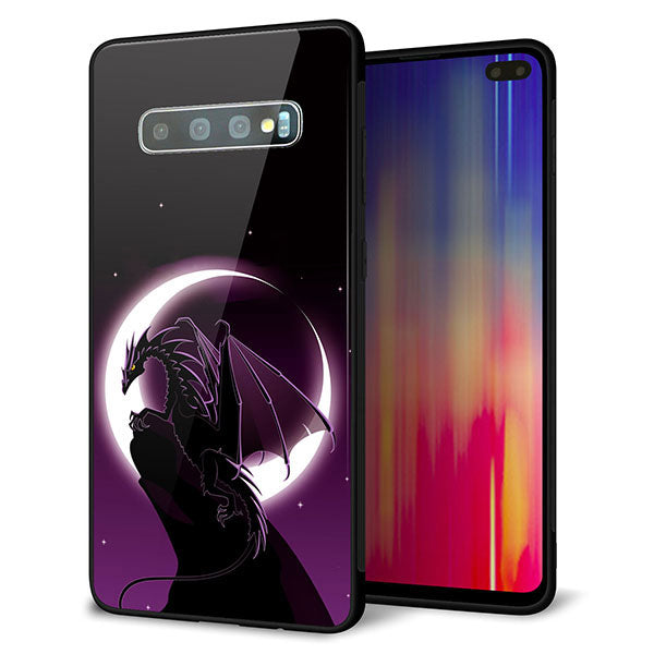 Galaxy S10+ Olympic Games Edition SC-05L docomo 強化ガラス＆TPUスマホケース ガラプリ【037 三日月とドラゴン】