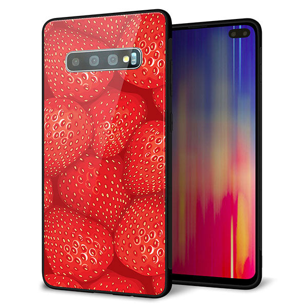 Galaxy S10+ Olympic Games Edition SC-05L docomo 強化ガラス＆TPUスマホケース ガラプリ【444 ストロベリーウォール】