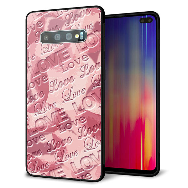 Galaxy S10+ Olympic Games Edition SC-05L docomo 強化ガラス＆TPUスマホケース ガラプリ【SC844 フラワーヴェルニLOVE（ローズヴェルール）】