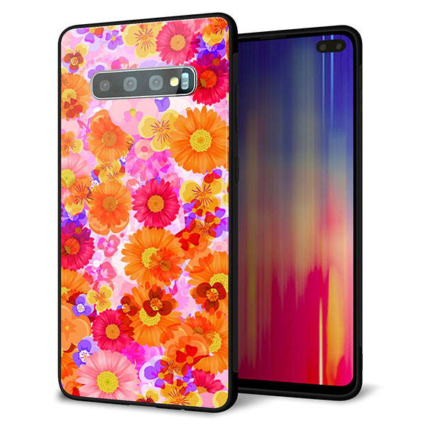 Galaxy S10+ Olympic Games Edition SC-05L docomo 強化ガラス＆TPUスマホケース ガラプリ【SC869 リバティプリント フルールドパルファン（ピンク）】