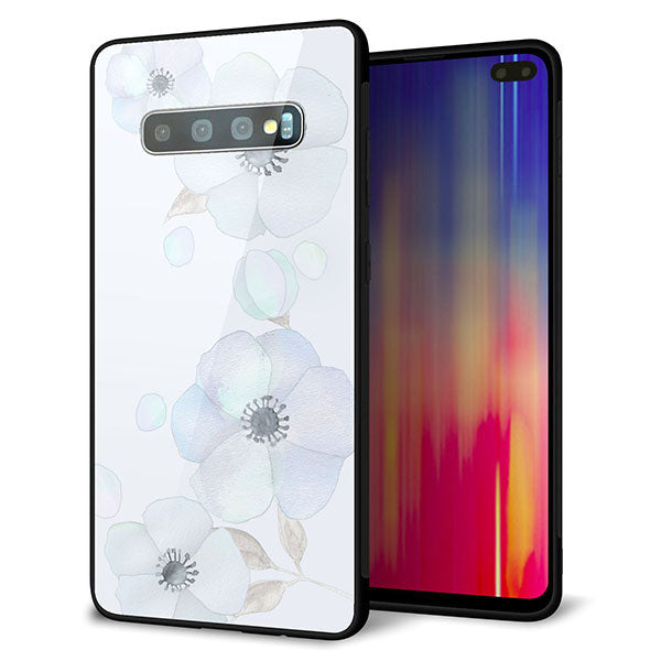 Galaxy S10+ Olympic Games Edition SC-05L docomo 強化ガラス＆TPUスマホケース ガラプリ【SC951 ドゥ・フルール（エンジェルブルー）】