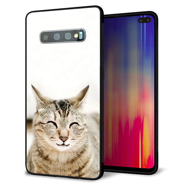 Galaxy S10+ Olympic Games Edition SC-05L docomo 強化ガラス＆TPUスマホケース ガラプリ【VA801 笑福ねこ】