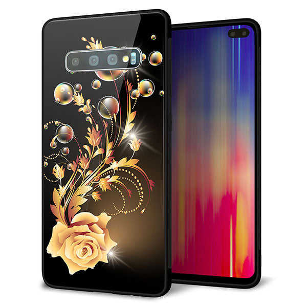 Galaxy S10+ Olympic Games Edition SC-05L docomo 強化ガラス＆TPUスマホケース ガラプリ【VA823 気高きバラ】