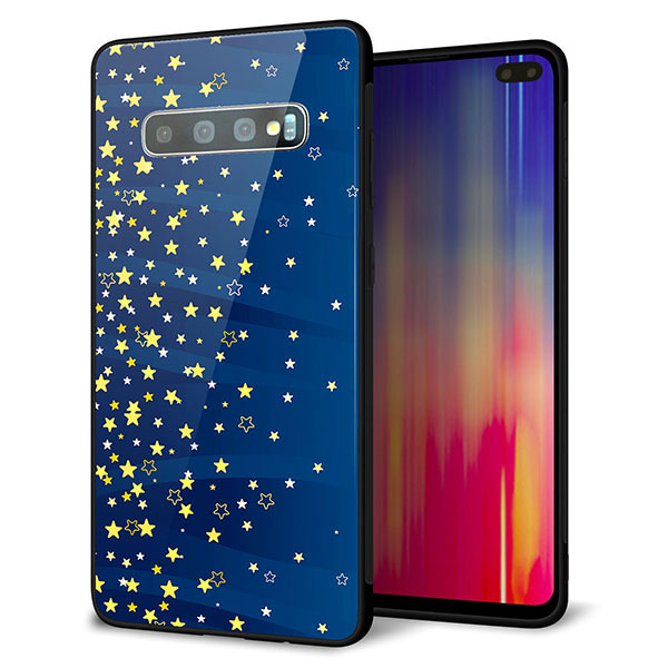 Galaxy S10+ Olympic Games Edition SC-05L docomo 強化ガラス＆TPUスマホケース ガラプリ【VA842 満天の星空】