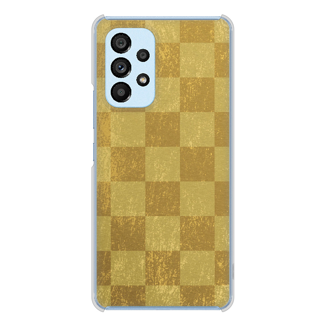 Galaxy A53 5G SC-53C docomo 619 市松模様—金（骨董風に傷んだイメージ） ハードケース 背面印刷