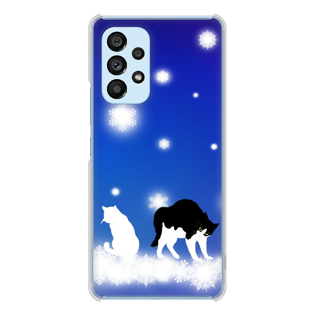 Galaxy A53 5G SC-53C docomo YJ335 雪の結晶 はちわれ ハードケース 背面印刷