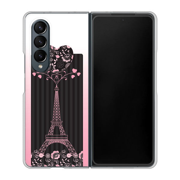 Galaxy Z Fold4 SC-55C docomo 469 ピンクのエッフェル塔 ハードケース 背面印刷