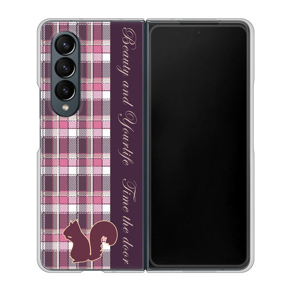 Galaxy Z Fold4 SC-55C docomo 519 チェック柄にリス ハードケース 背面印刷