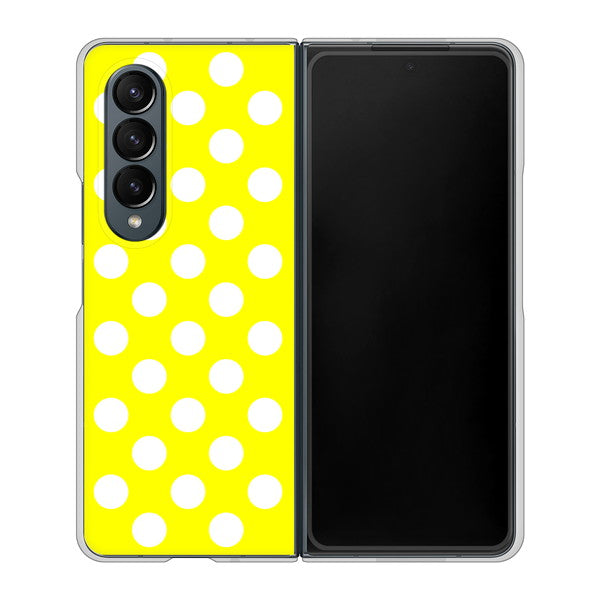 Galaxy Z Fold4 SC-55C docomo 高画質仕上げ 背面印刷 ハードケース【1354 シンプルビッグ白黄】