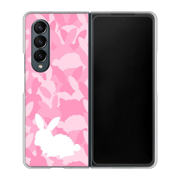Galaxy Z Fold4 SC-55C docomo 高画質仕上げ 背面印刷 ハードケース【AG804 うさぎ迷彩風（ピンク）】