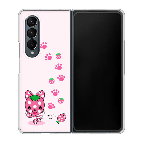 Galaxy Z Fold4 SC-55C docomo AG819 イチゴ猫のにゃんベリー（ピンク） ハードケース 背面印刷