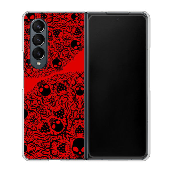 Galaxy Z Fold4 SC-55C docomo 高画質仕上げ 背面印刷 ハードケース【AG835 苺骸骨曼荼羅（赤）】