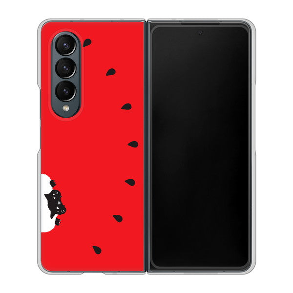 Galaxy Z Fold4 SC-55C docomo IA812 すいかをかじるネコ ハードケース 背面印刷