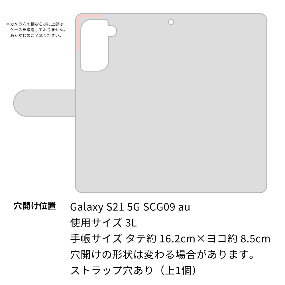 au ギャラクシーS21 5G SCG09 画質仕上げ プリント手帳型ケース(薄型スリム)【YA978 肉球ドット01】