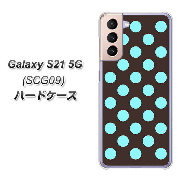 Galaxy S21 5G SCG09 au 1352 シンプルビッグ水色茶 ハードケース 背面印刷