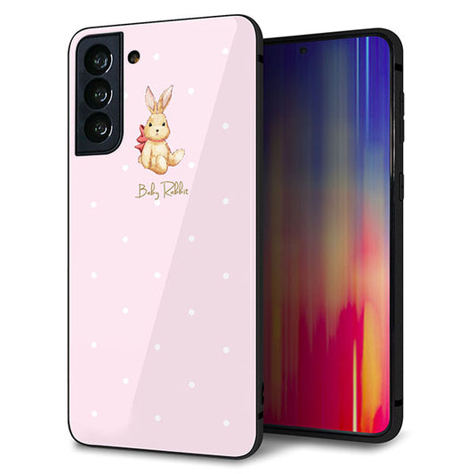 Galaxy S21+ 5G SCG10 au 強化ガラス＆TPUスマホケース ガラプリ【SC978 Baby Rabbit ピンク ガラプリ】