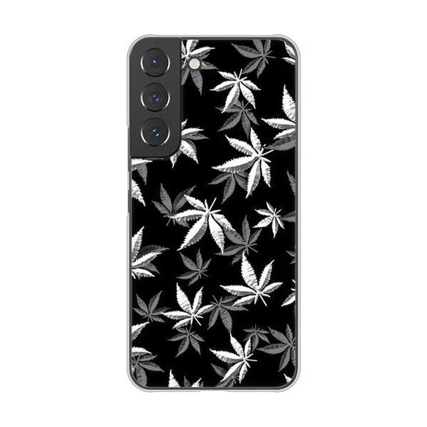 Galaxy S22 SCG13 au 064 モノトーン大麻ブラック ハードケース 背面印刷