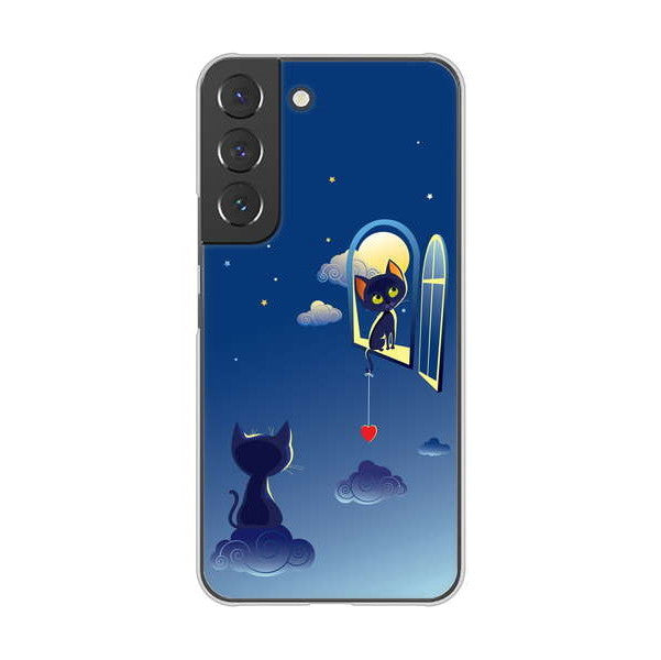 Galaxy S22 SCG13 au 夜とネコ ハードケース 背面印刷