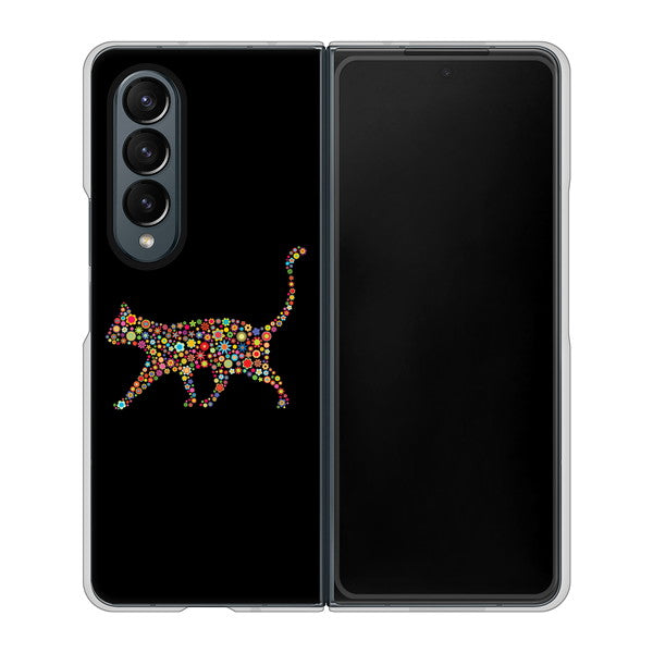 Galaxy Z Fold4 SCG16 au 406 カラフルキャット ハードケース 背面印刷