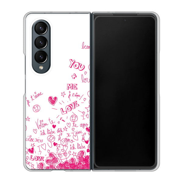 Galaxy Z Fold4 SCG16 au 高画質仕上げ 背面印刷 ハードケース【631 恋の落書き】