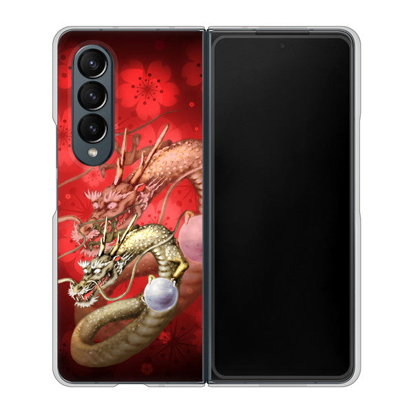 Galaxy Z Fold4 SCG16 au 1004 桜と龍 ハードケース 背面印刷