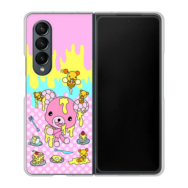Galaxy Z Fold4 SCG16 au AG822 ハニベア（水玉ピンク） ハードケース 背面印刷