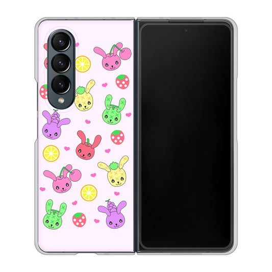 Galaxy Z Fold4 SCG16 au AG825 フルーツうさぎのブルーラビッツ（ピンク） ハードケース 背面印刷