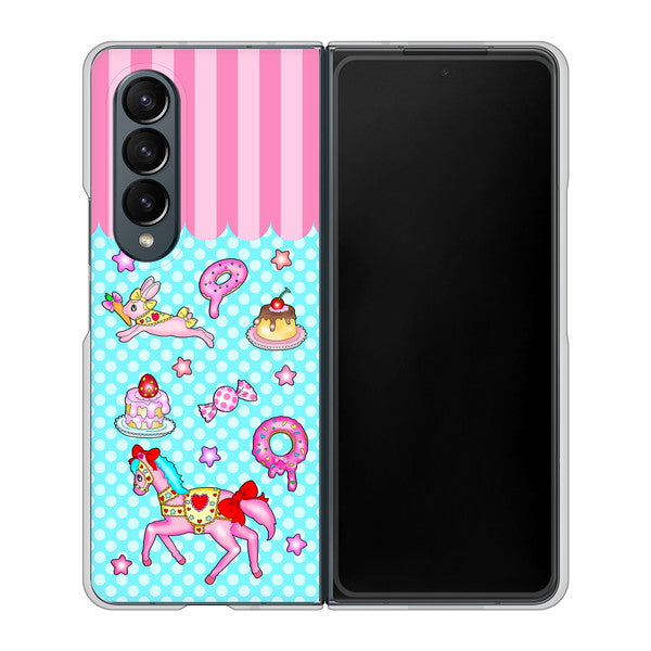 Galaxy Z Fold4 SCG16 au AG828 メリーゴーランド（水色） ハードケース 背面印刷