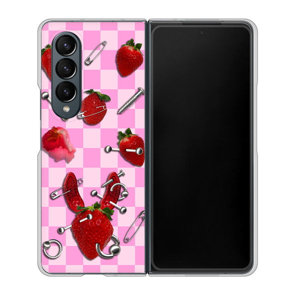 Galaxy Z Fold4 SCG16 au AG832 苺パンク（ピンク） ハードケース 背面印刷
