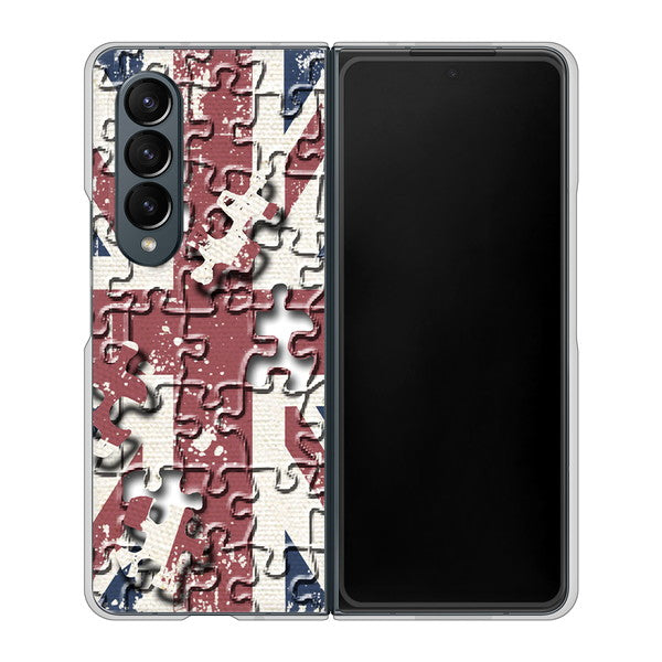 Galaxy Z Fold4 SCG16 au 高画質仕上げ 背面印刷 ハードケース【EK803 ユニオンジャックパズル】