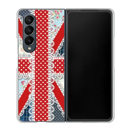 Galaxy Z Fold4 SCG16 au 高画質仕上げ 背面印刷 ハードケース【SC805 ユニオンジャック レース】