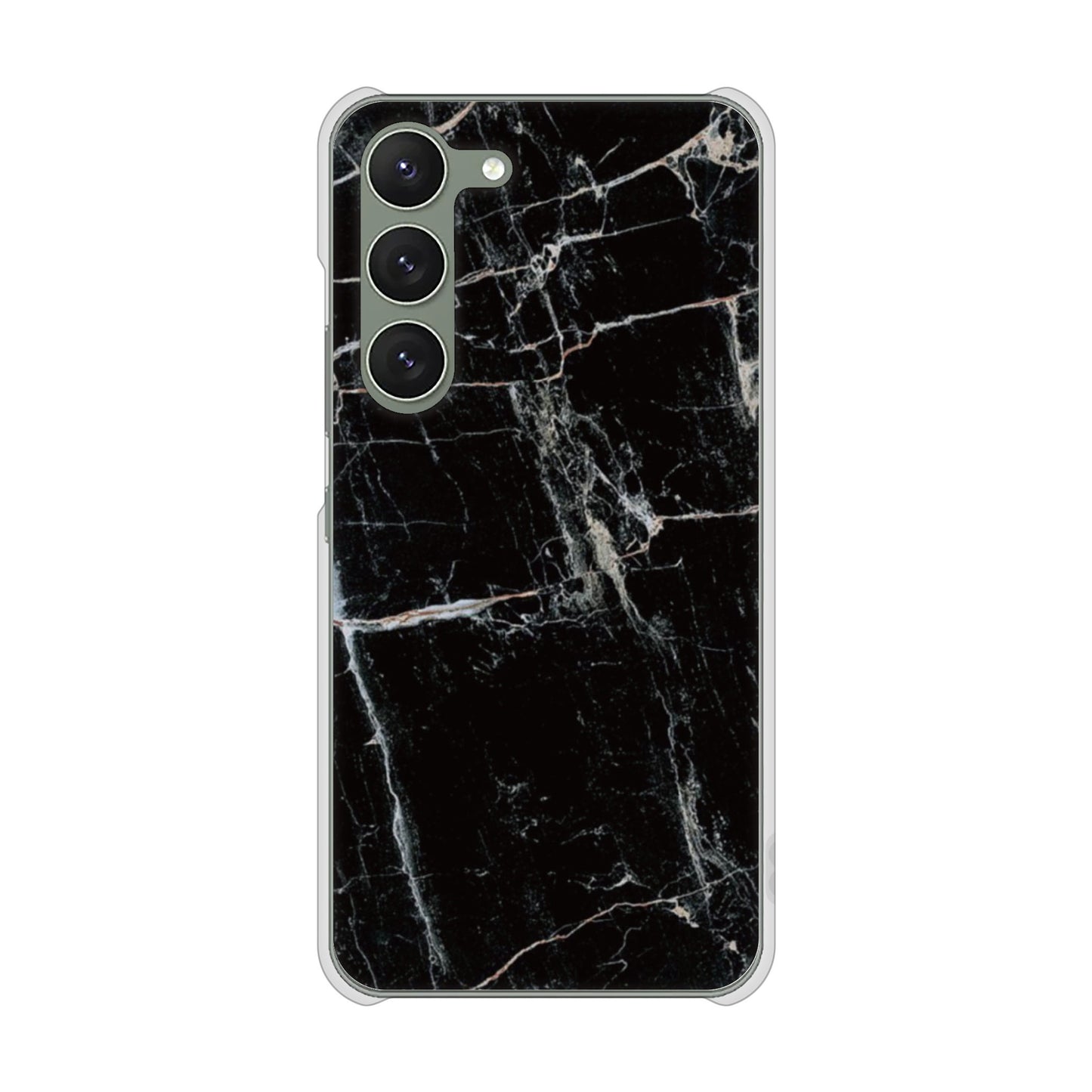 Galaxy S23 SCG19 au 高画質仕上げ 背面印刷 ハードケース 大理石BK