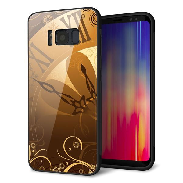 au ギャラクシー S8 SCV36 強化ガラス＆TPUスマホケース ガラプリ【185 時を刻む針】