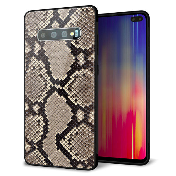Galaxy S10+ SCV42 au 強化ガラス＆TPUスマホケース ガラプリ【049 ヘビ柄】