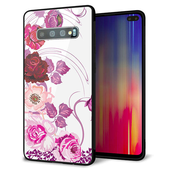 Galaxy S10+ SCV42 au 強化ガラス＆TPUスマホケース ガラプリ【116 ６月のバラ】