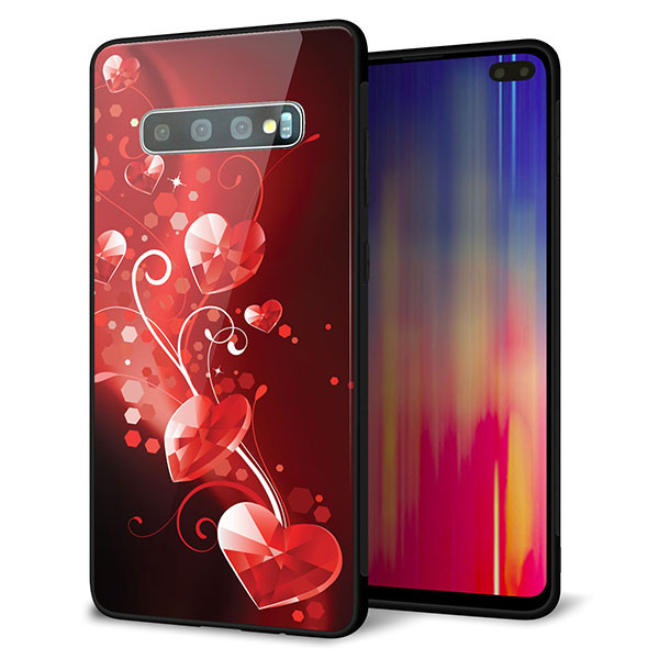 Galaxy S10+ SCV42 au 強化ガラス＆TPUスマホケース ガラプリ【385 クリスタルな恋】
