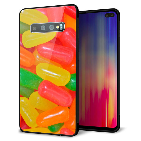 Galaxy S10+ SCV42 au 強化ガラス＆TPUスマホケース ガラプリ【449 ジェリービーンズ】