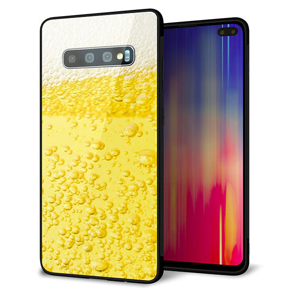 Galaxy S10+ SCV42 au 強化ガラス＆TPUスマホケース ガラプリ【450 生ビール】