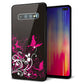 Galaxy S10+ SCV42 au 強化ガラス＆TPUスマホケース ガラプリ【585 闇に舞う蝶】