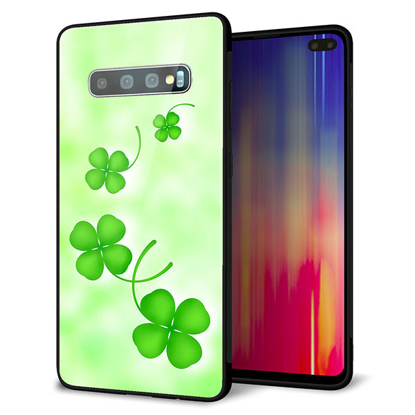 Galaxy S10+ SCV42 au 強化ガラス＆TPUスマホケース ガラプリ【VA819 まいおりる幸運】