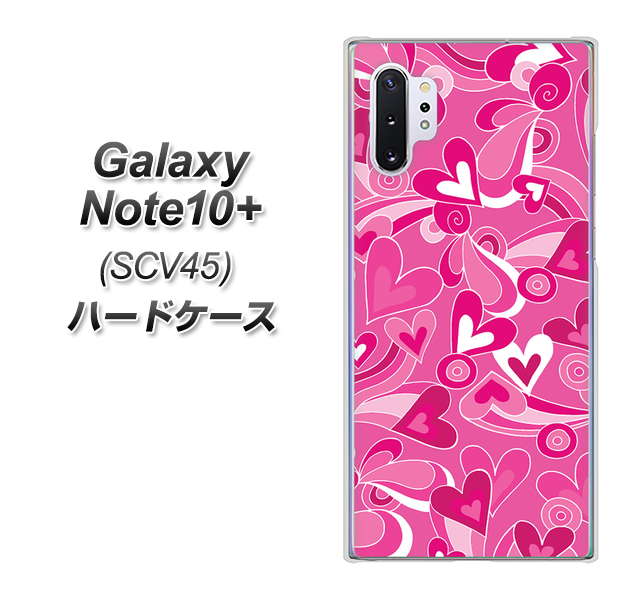 Galaxy Note10+ SCV45 au 383 ピンクのハート ハードケース 背面印刷