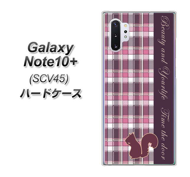 Galaxy Note10+ SCV45 au 519 チェック柄にリス ハードケース 背面印刷