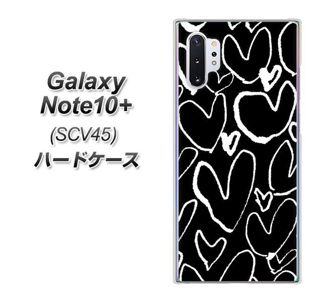 Galaxy Note10+ SCV45 au 1124 ハート BK＆WH ハードケース 背面印刷