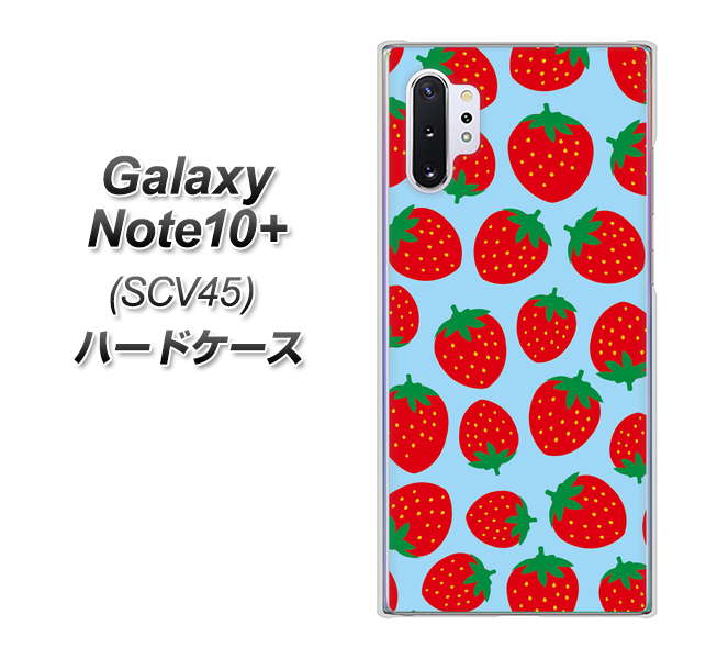 Galaxy Note10+ SCV45 au SC814 小さいイチゴ模様 レッドとブルー ハードケース 背面印刷