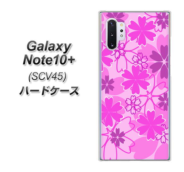 Galaxy Note10+ SCV45 au VA961 重なり合う花 ピンク ハードケース 背面印刷