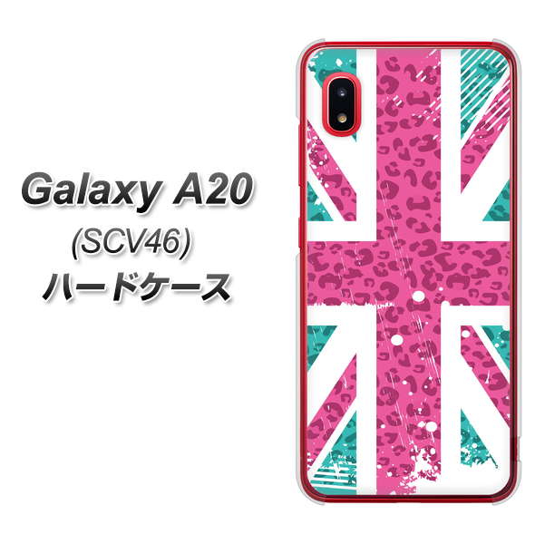 Galaxy A20 SCV46 au SC807 ユニオンジャック ピンクヒョウ柄 ハードケース 背面印刷