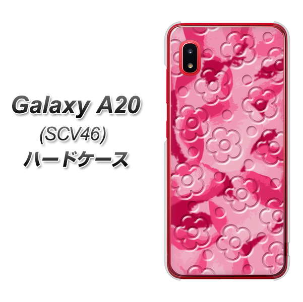 Galaxy A20 SCV46 au SC847 フラワーヴェルニ花濃いピンク（ローズアンディアン） ハードケース 背面印刷