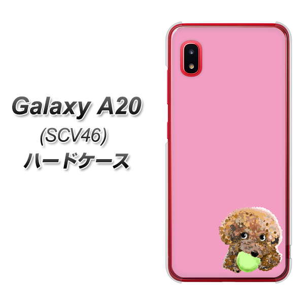 Galaxy A20 SCV46 au YJ053 トイプードル＆ボール（ピンク） ハードケース 背面印刷