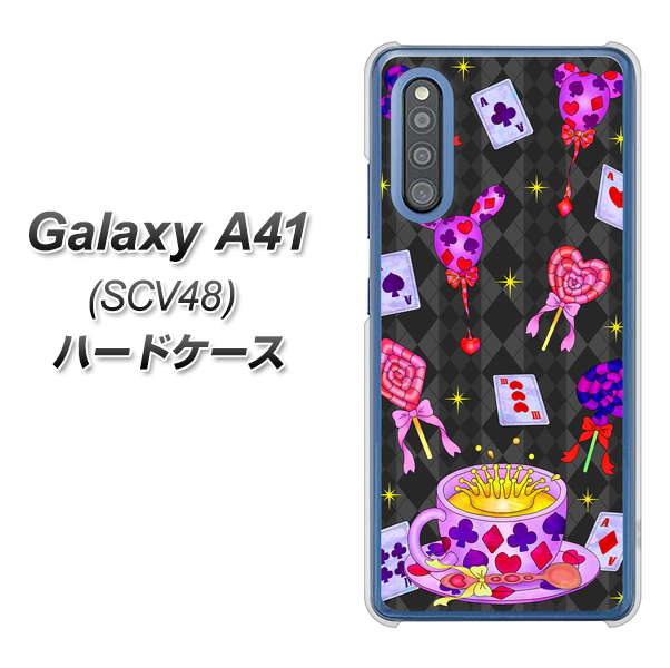 Galaxy A41 SCV48 au AG818 トランプティー（黒） ハードケース 背面印刷